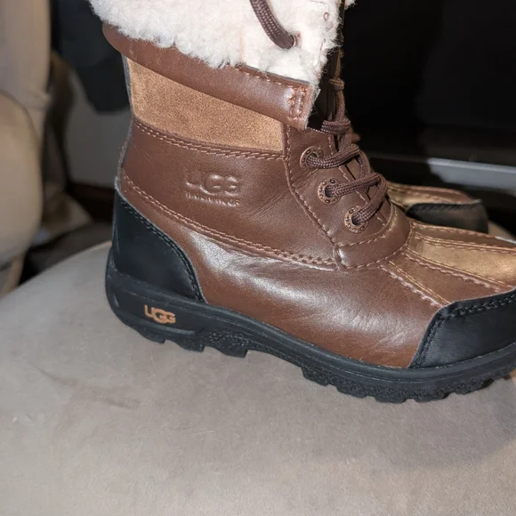 UGG Girl Brown and Black 100% Leather Boot